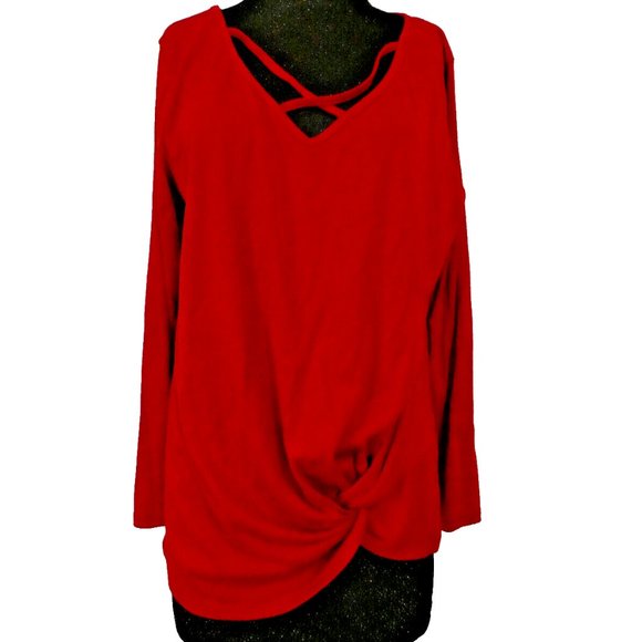 Christmas Red Blouse Niashot Long Sleeve Women Size 2XL Holiday Party Office NWT - Picture 1 of 11